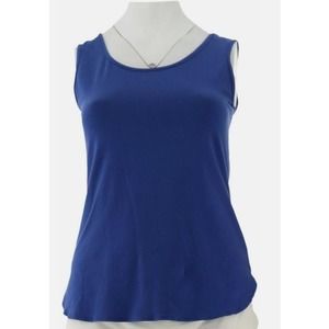 Women with Control Blue tank top shirt tail hem M New A306465